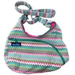 Kavu Women Small Crossbody Bag Multi-Color Bright Chevron Zigzag Canvas